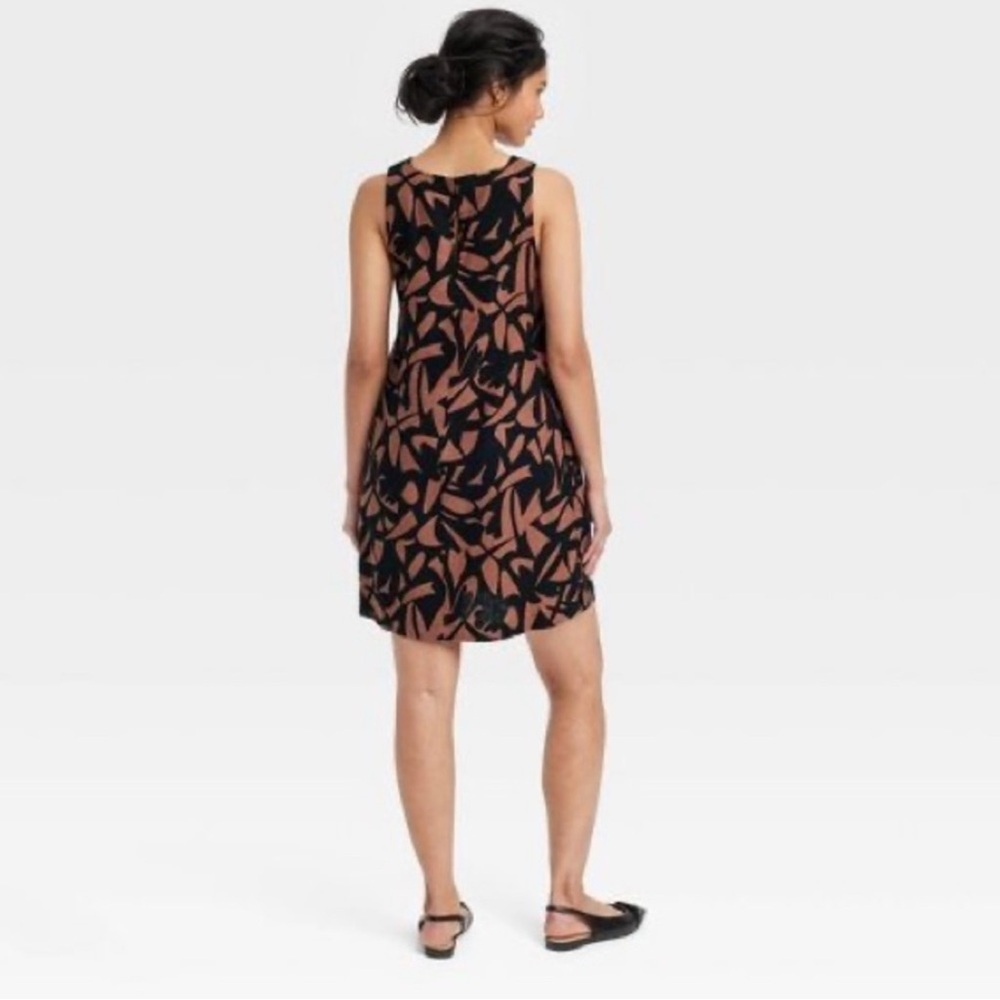 A new day Black and Brown Leaf Print Dress - Picture 2 of 6